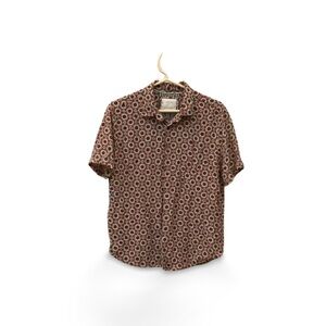 Cactus Man Ricky Singh Red & White Daisy Print Button-Up Shirt Size M